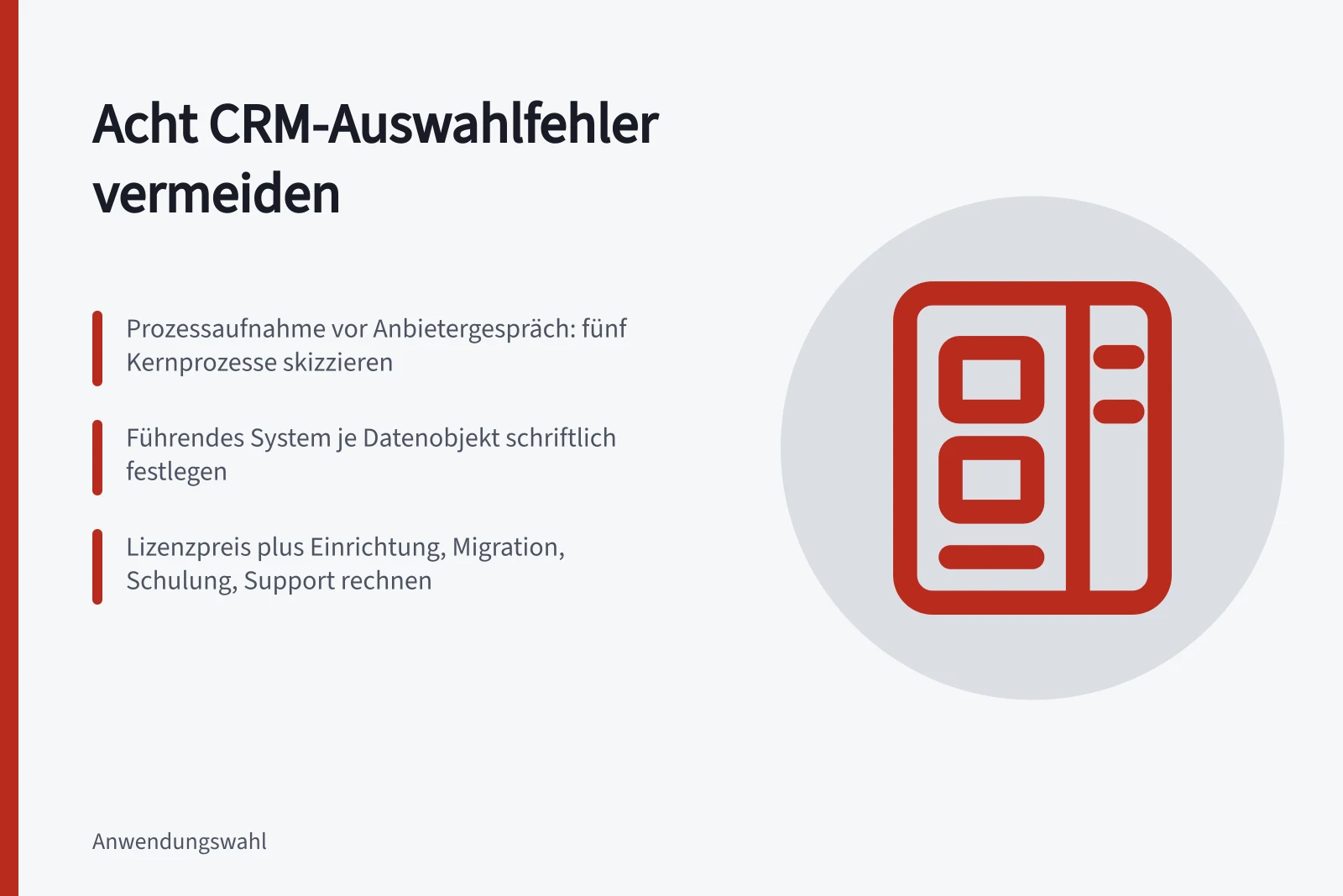 Karte zu acht typischen Fehlern bei der CRM-Auswahl