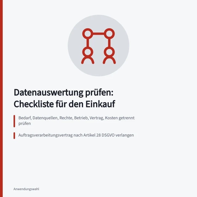 Checkliste zur Prüfung von Datenauswertungsprogrammen im Einkauf. Datenauswertung Programme prüfen als Checkliste für den Einkauf