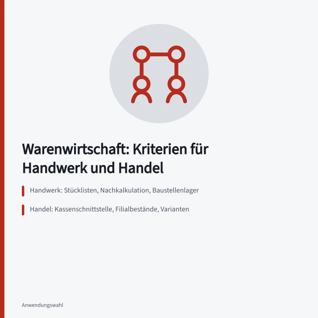 Vergleich von Warenwirtschaftskriterien für Handwerk und Handel. Warenwirtschaft Software Auswahl: Kriterien für Handwerk und Handel