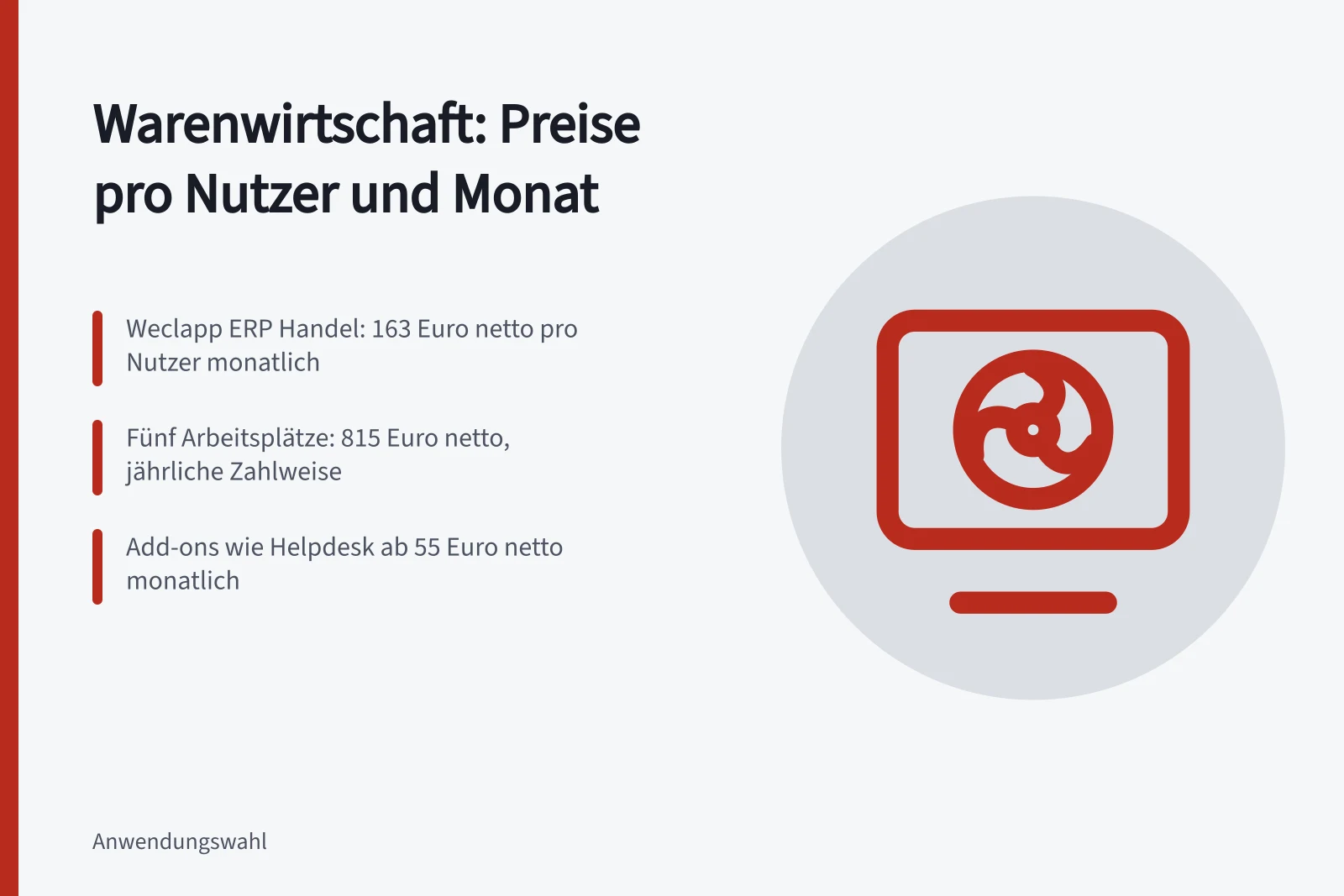 Karte zu Preismodellen und Kosten von Warenwirtschaftssoftware