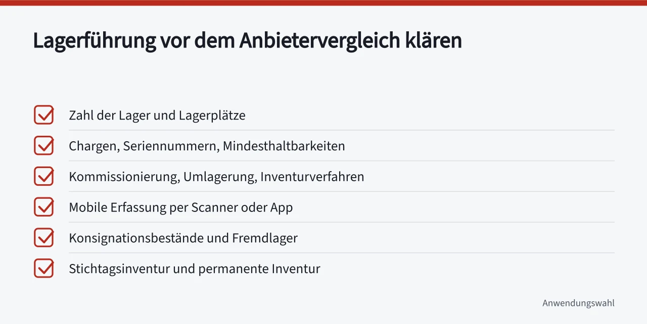 Checkliste zur Lagerstruktur vor dem Anbietervergleich (>-)